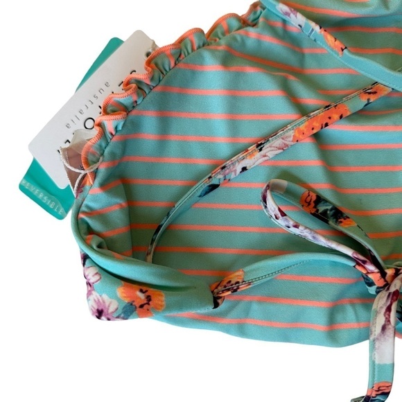 SeaFolly Vintage Wildflower Iceberg High Neck Reversible Bikini Top Sz 4… - Picture 11 of 16